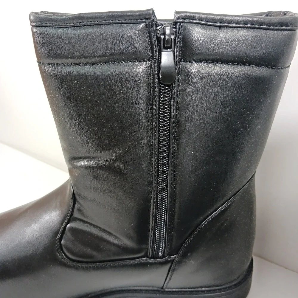 Mens Black Faux Fur Lined Side Zip Winter Boots Style 7703 Size 12